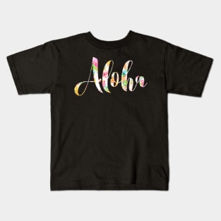 Aloha Typography Pineapple Collage Kids T-Shirt